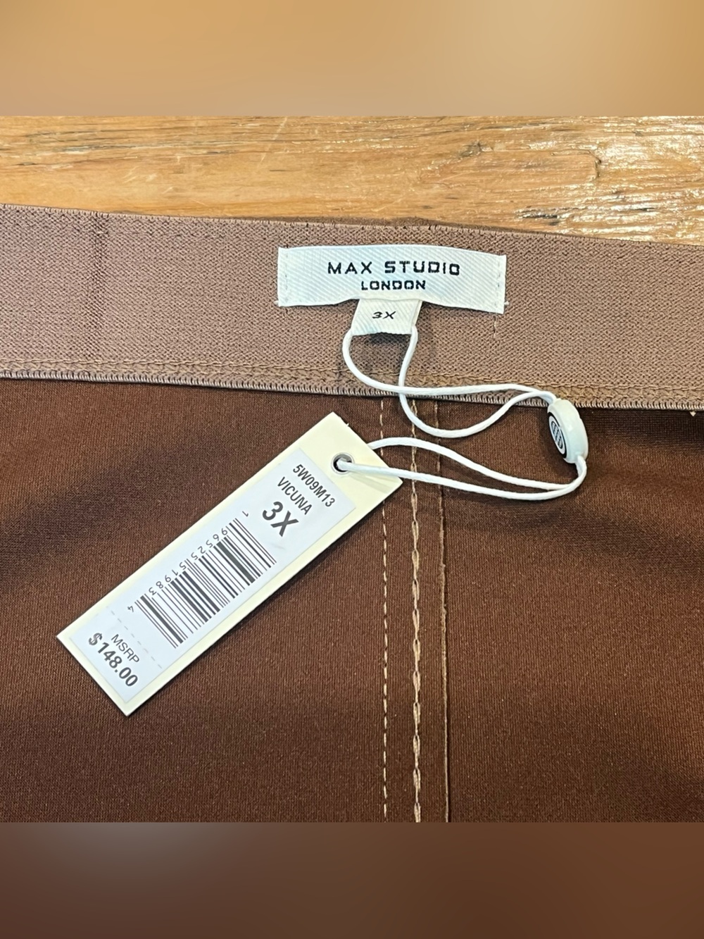 MAX STUDIO Faux Suede Midi A-Line Skirt in Camel Brown • Size 3X • NWT - Picture 5 of 8